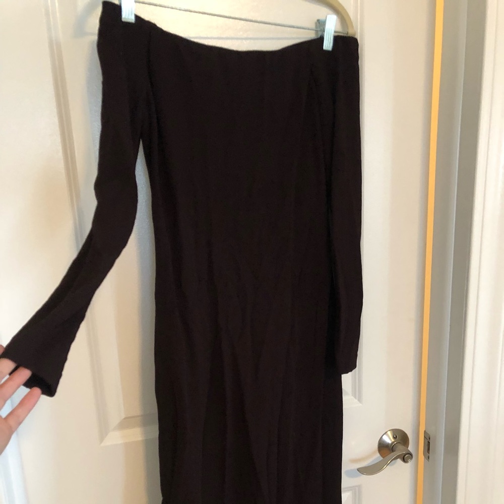 Tibi crepe brown midi dress